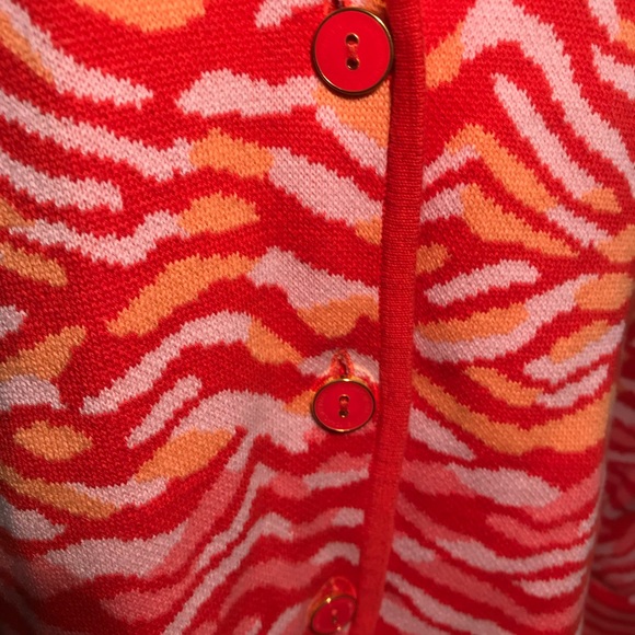 Isaac Mizrahi Zebra Stripe Button Front Sweater-SZ L - Picture 3 of 12